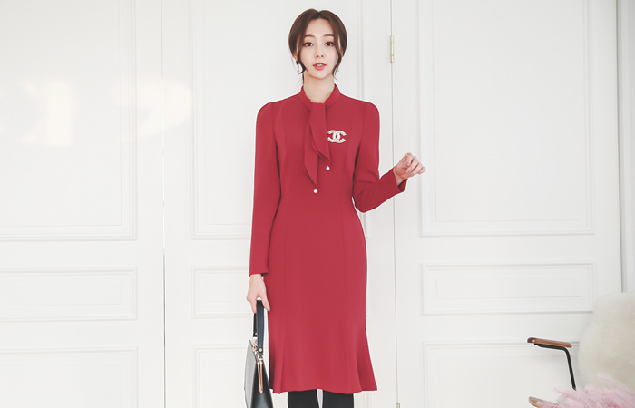 pearl scarf neck Mermaid Dress