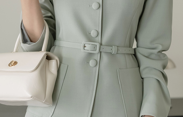 세린 Classic Raund neck Set-up Jacket(+Scarf)_Belt