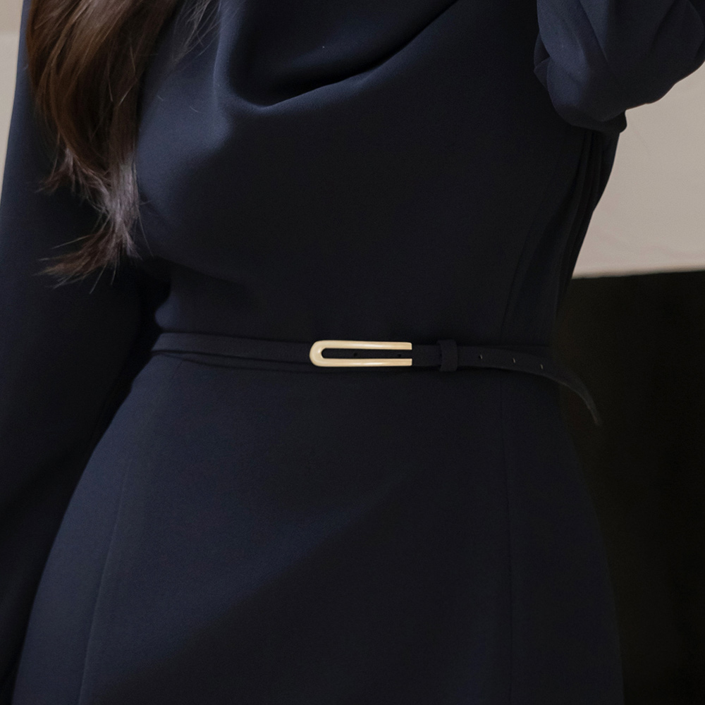 줄리 Cowl Neck H-line Dress_Belt